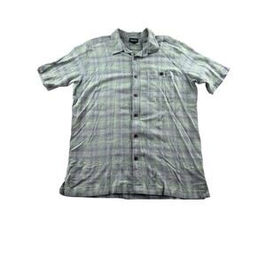 Patagonia Shirt Mens Large A/C Yarn Dyed Blue Green Plaid Organic Preppy Button